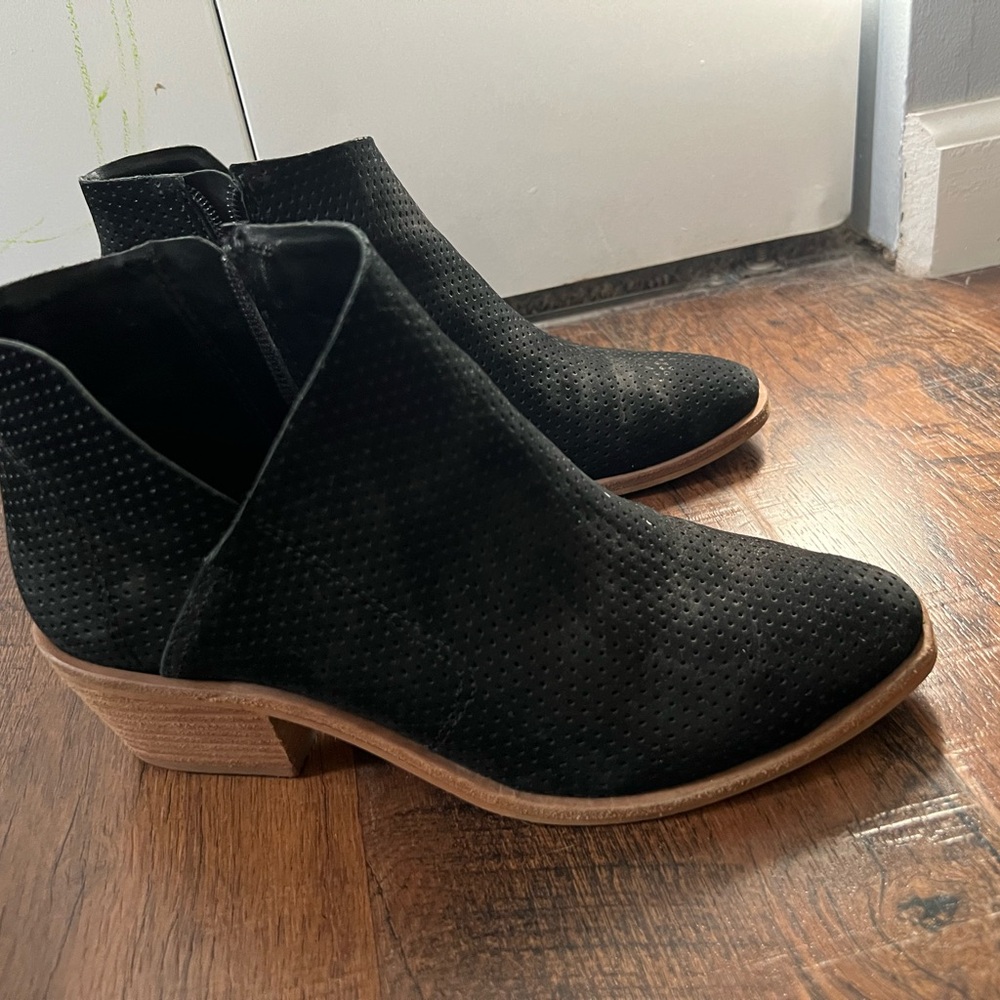 Vince Camuto Black Perforated Ankle Booties